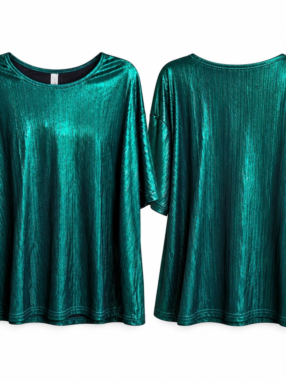 Agnes Orinda 2X Emerald Metallic Top Glam Partycore Statement Blouse NWT